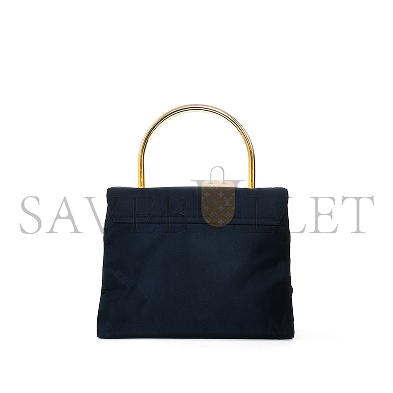 Pra*a vintage black nylon & gold top handle bag 1bh608 (21*17*12cm)
